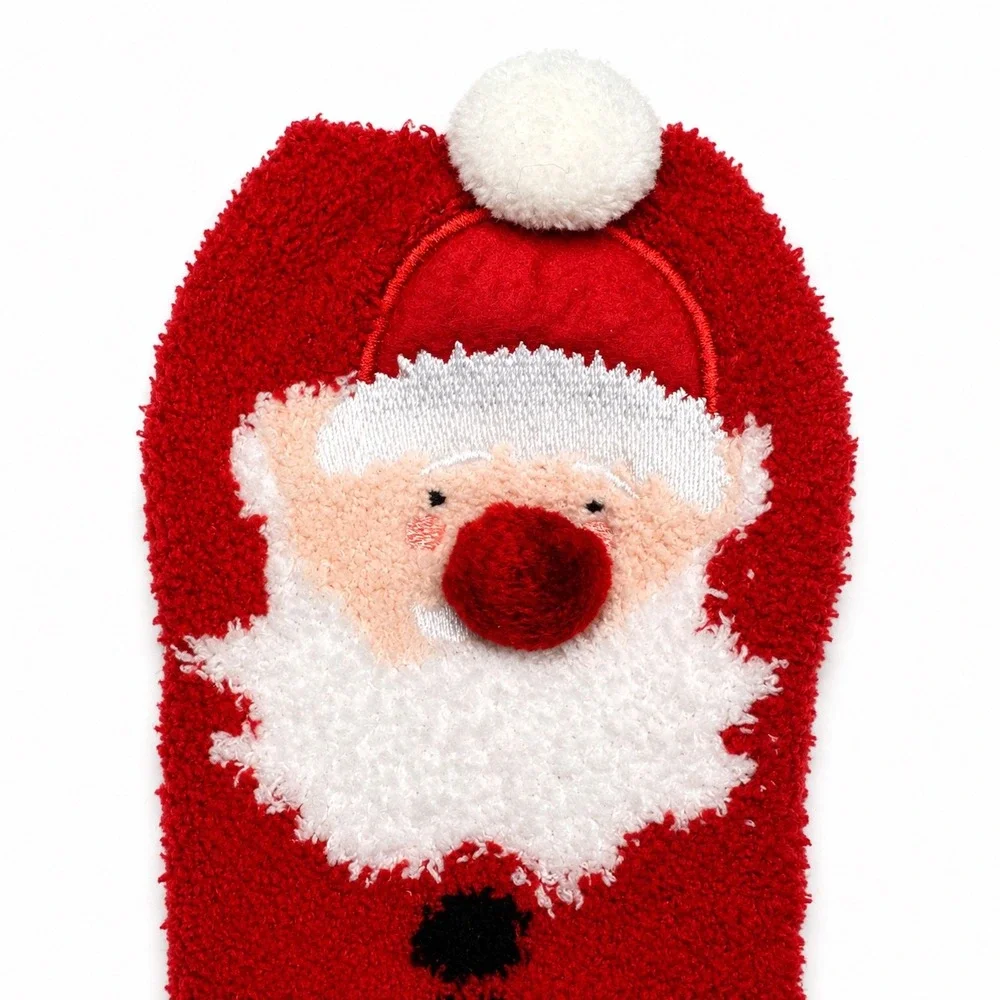 Santa Claus Christmas Fuzzy Slipper Socks| Non-Slip Merry Christmas Grippers